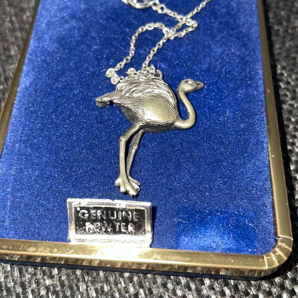 Vintage Flamingo Silver Tone with sterling silver Necklace 18 Inches rare finds